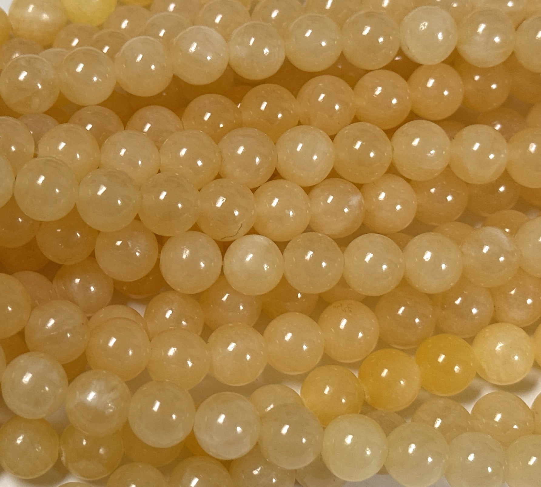 Yellow Honey Jade 8mm round natural gemstone beads 16" strand - Oz Beads 