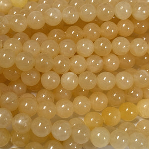 Yellow Honey Jade 8mm round natural gemstone beads 16" strand - Oz Beads 