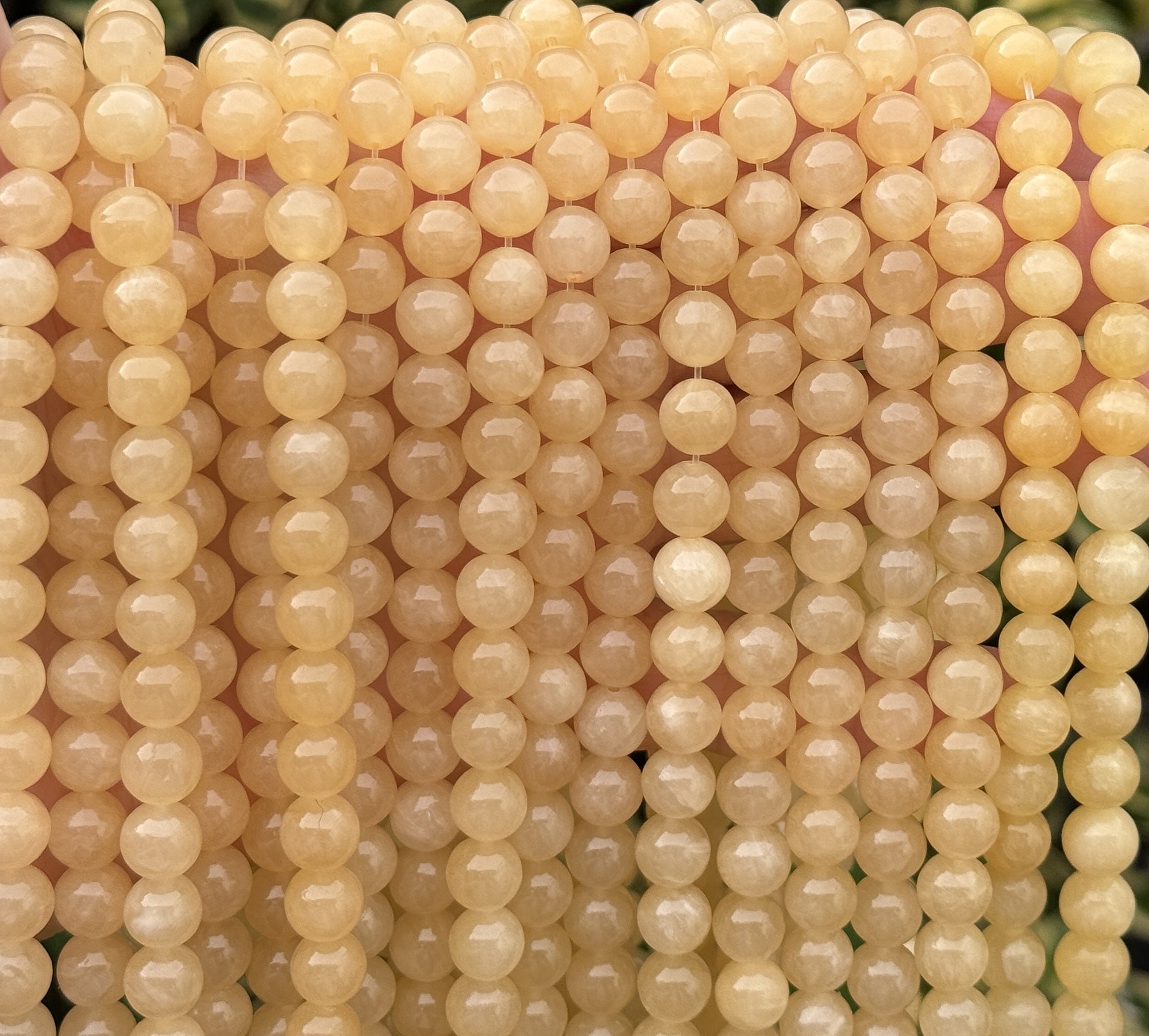 Yellow Honey Jade 8mm round natural gemstone beads 16" strand - Oz Beads 