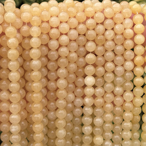 Yellow Honey Jade 8mm round natural gemstone beads 16" strand - Oz Beads 
