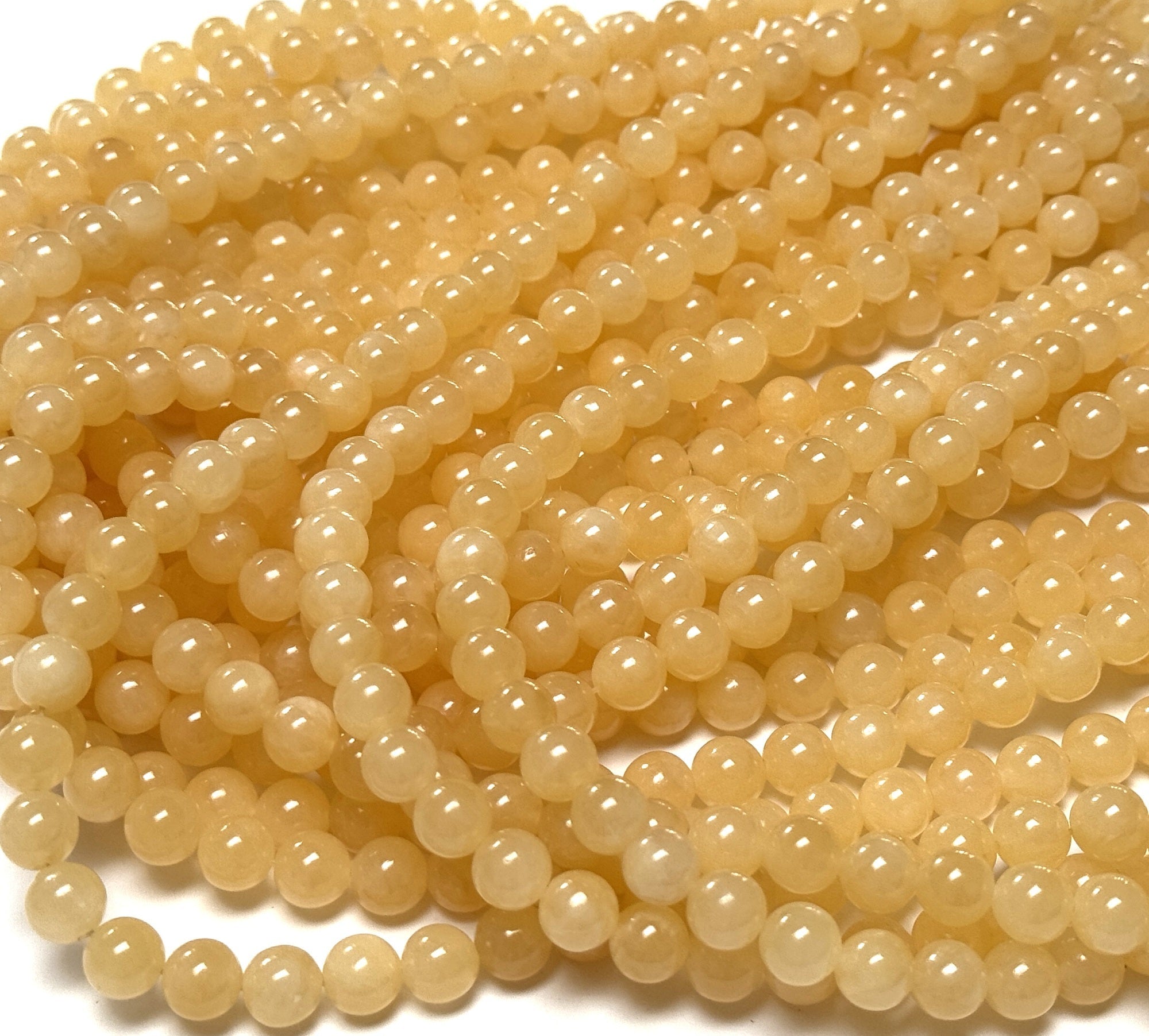 Yellow Honey Jade 8mm round natural gemstone beads 16" strand - Oz Beads 