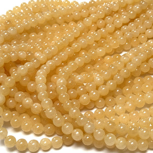 Yellow Honey Jade 8mm round natural gemstone beads 16" strand - Oz Beads 
