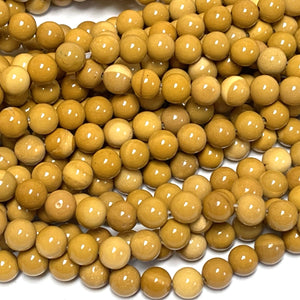 Yellow Mookaite Jasper 6mm round natural gemstone beads 15" strand - Oz Beads 