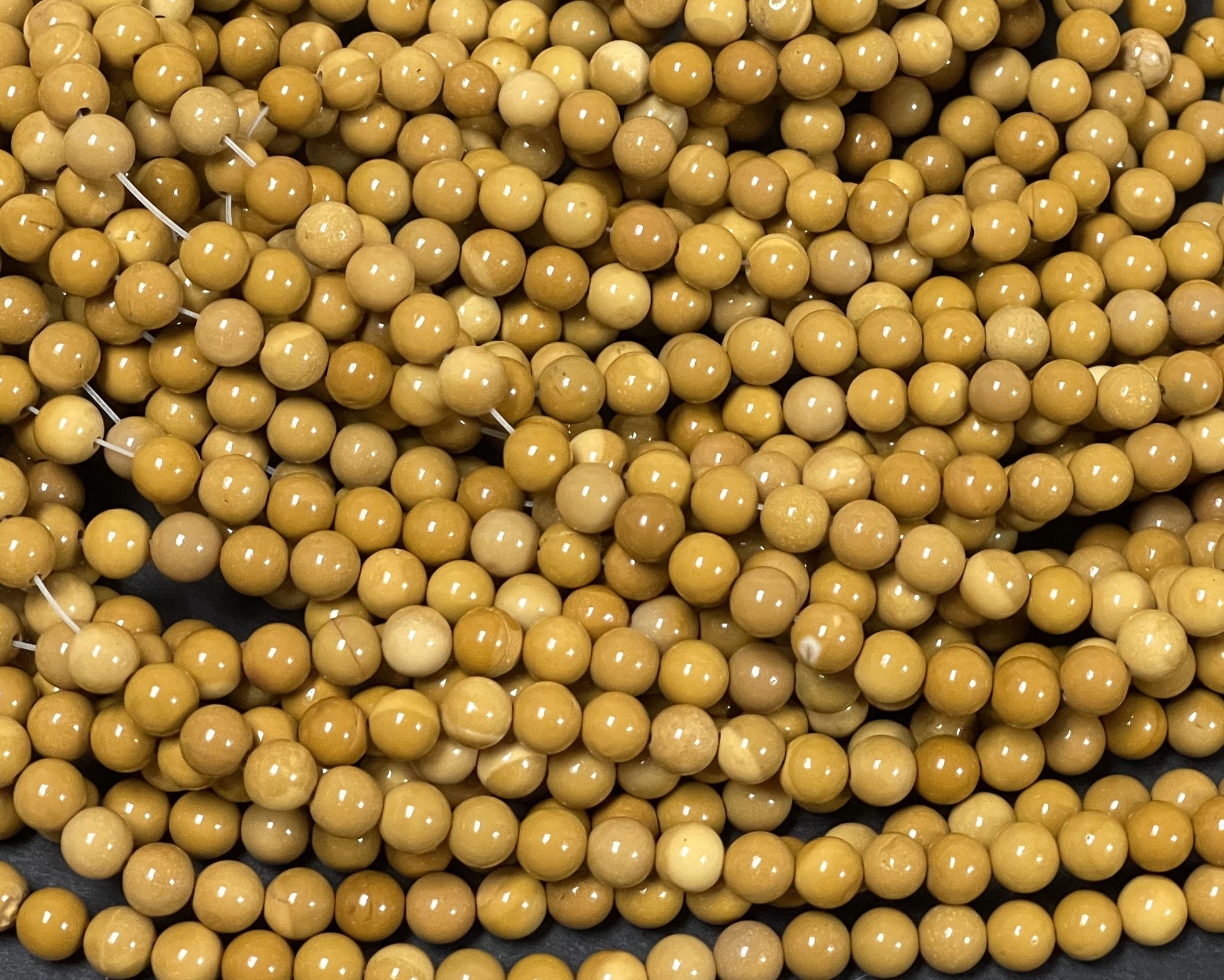 Yellow Mookaite Jasper 6mm round natural gemstone beads 15" strand - Oz Beads 