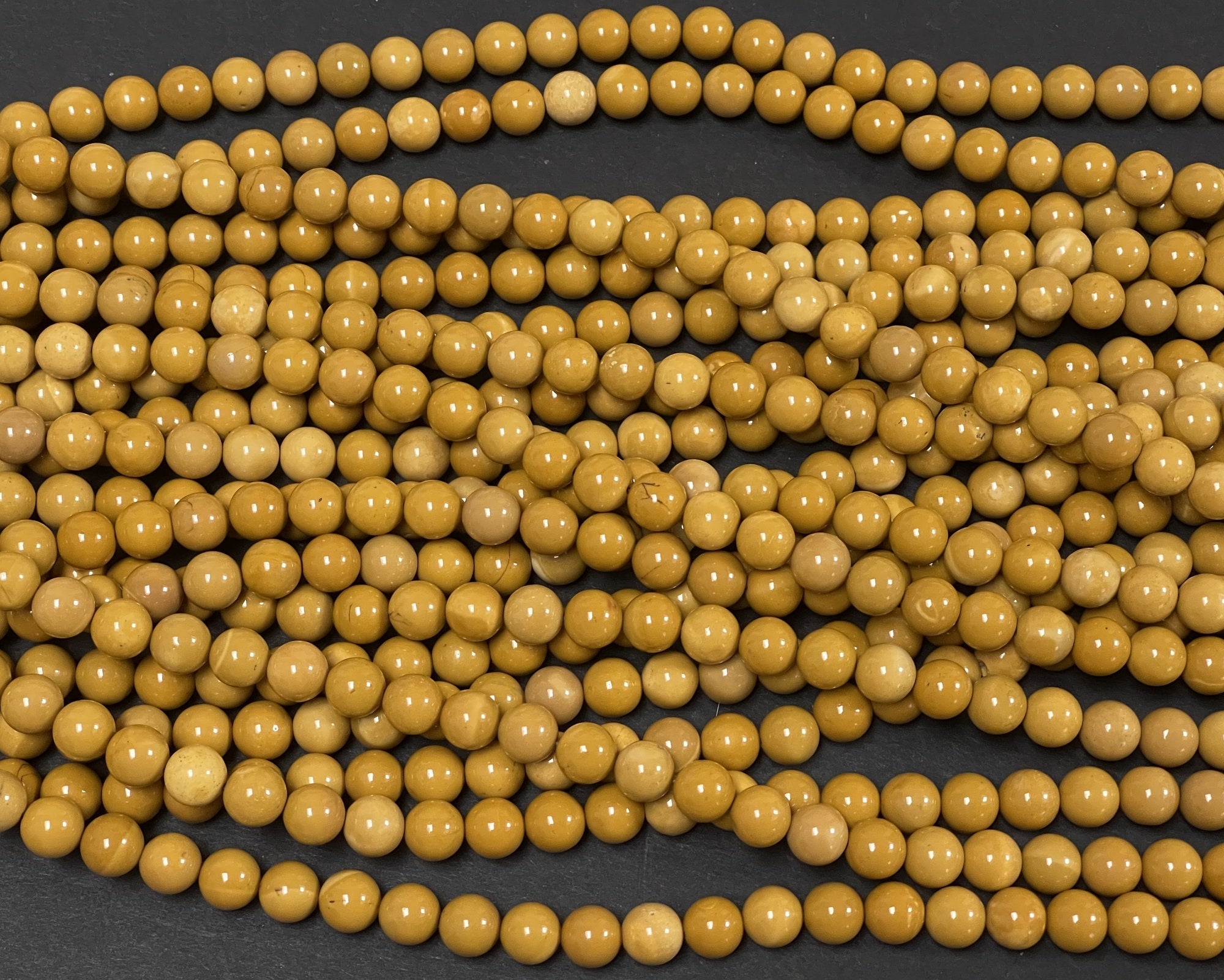 Yellow Mookaite Jasper 8mm round natural gemstone beads 15" strand - Oz Beads 