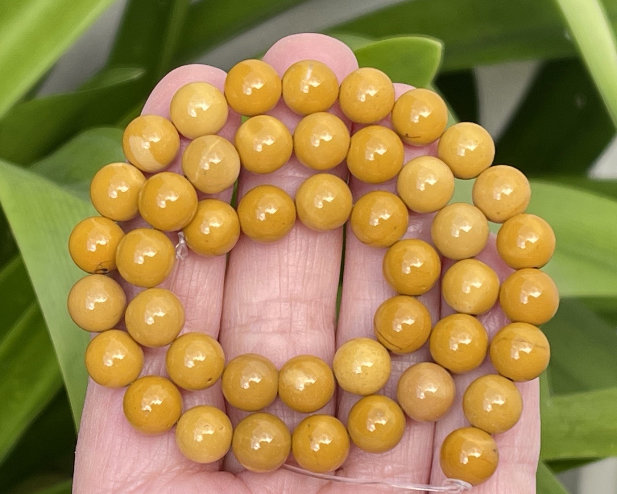 Yellow Mookaite Jasper 8mm round natural gemstone beads 15" strand - Oz Beads 