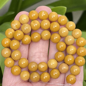 Yellow Mookaite Jasper 8mm round natural gemstone beads 15" strand - Oz Beads 