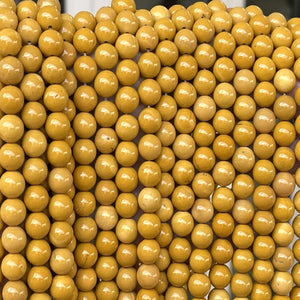 Yellow Mookaite Jasper 8mm round natural gemstone beads 15" strand - Oz Beads 