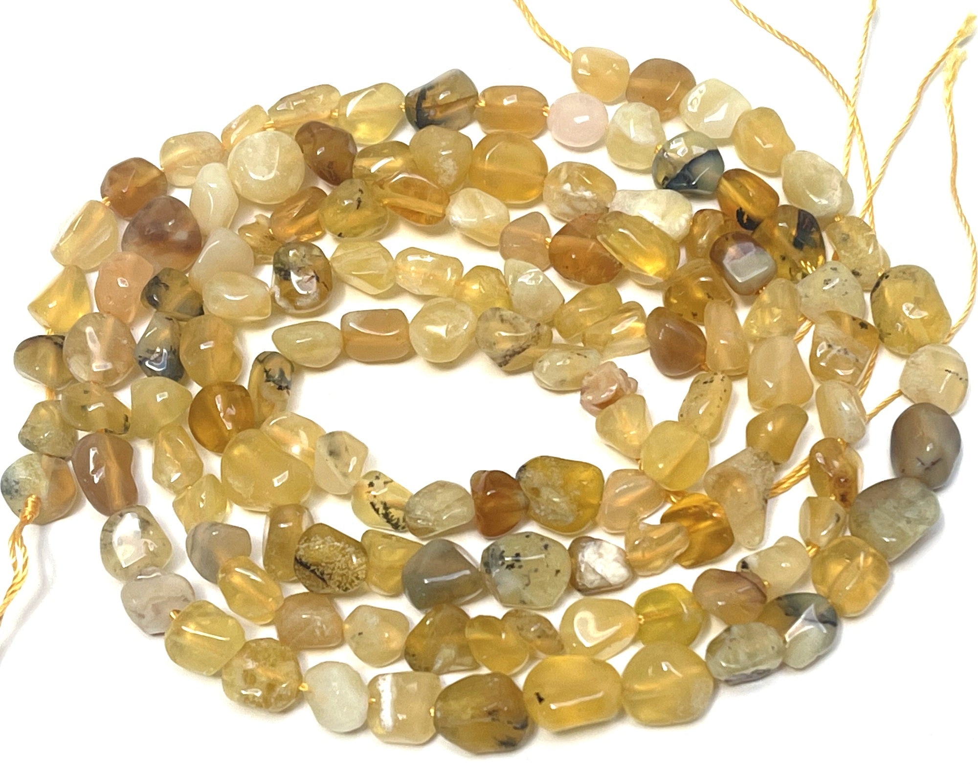 Yellow Opal 6-8mm nuggets natural gemstone beads 16" strand - Oz Beads 