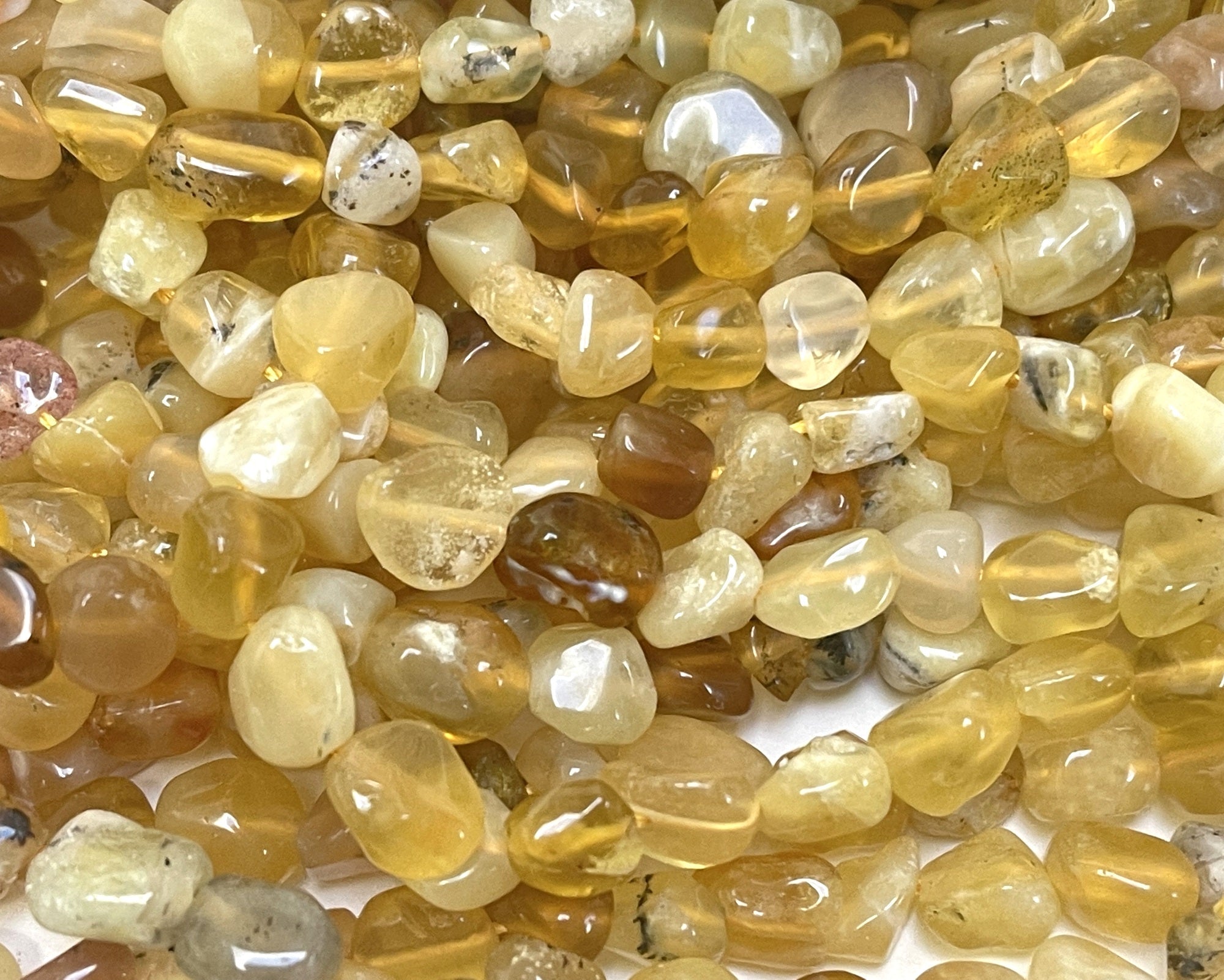 Yellow Opal 6-8mm nuggets natural gemstone beads 16" strand - Oz Beads 