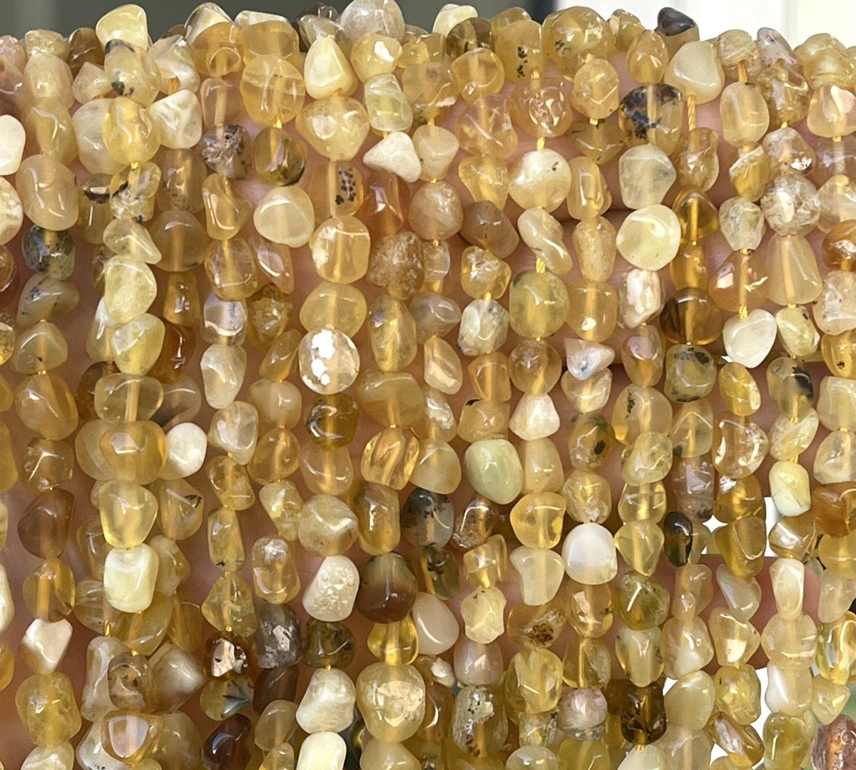 Yellow Opal 6-8mm nuggets natural gemstone beads 16" strand - Oz Beads 