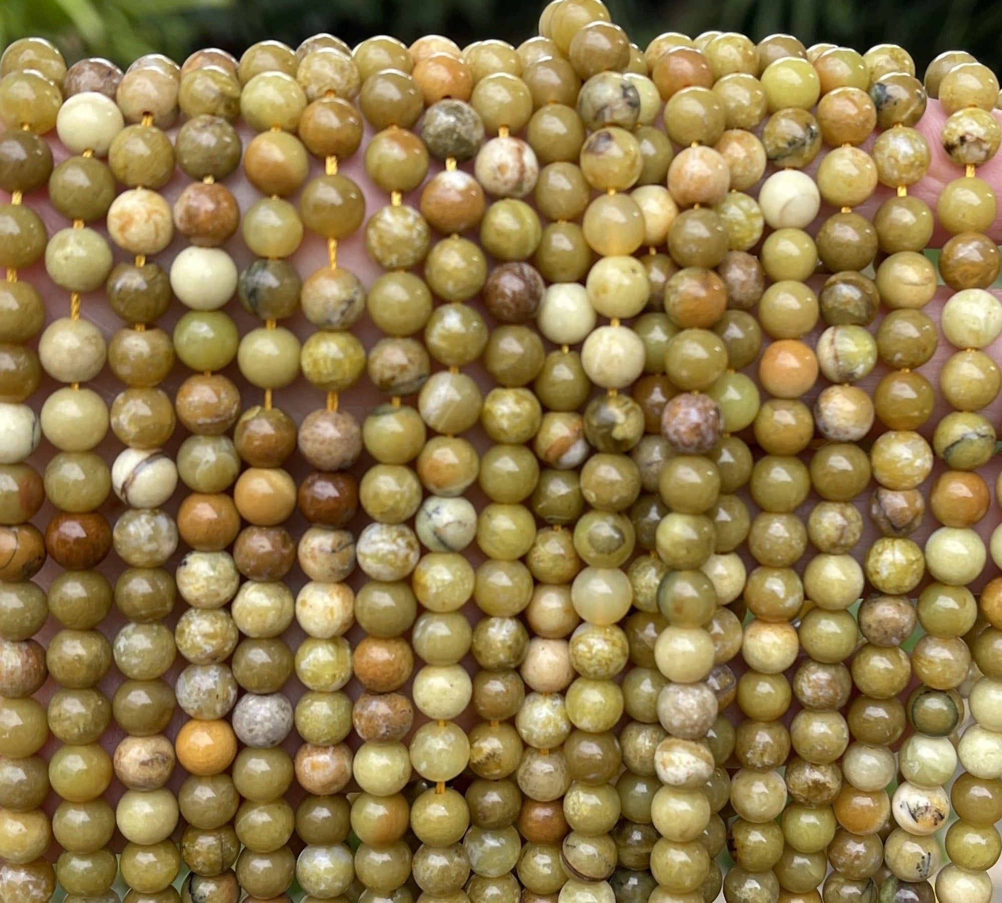 Yellow Opal 6mm round natural gemstone beads 15.5" strand - Oz Beads 