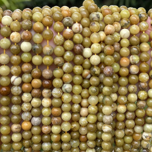 Yellow Opal 6mm round natural gemstone beads 15.5" strand - Oz Beads 
