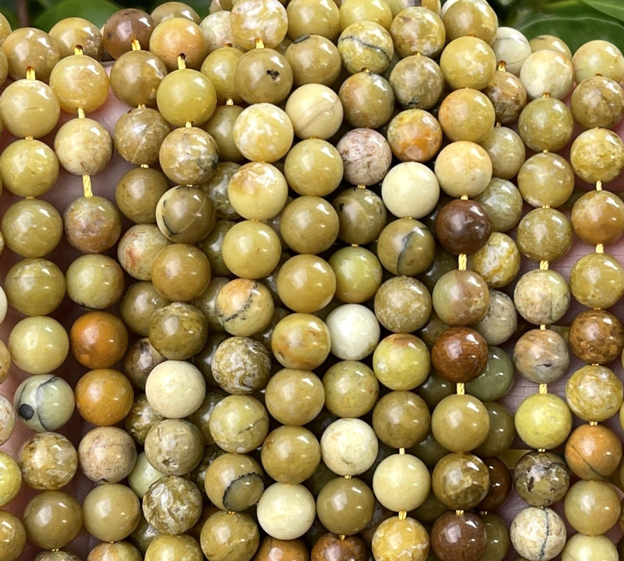 Yellow Opal 8mm round natural gemstone beads 15.5" strand - Oz Beads 