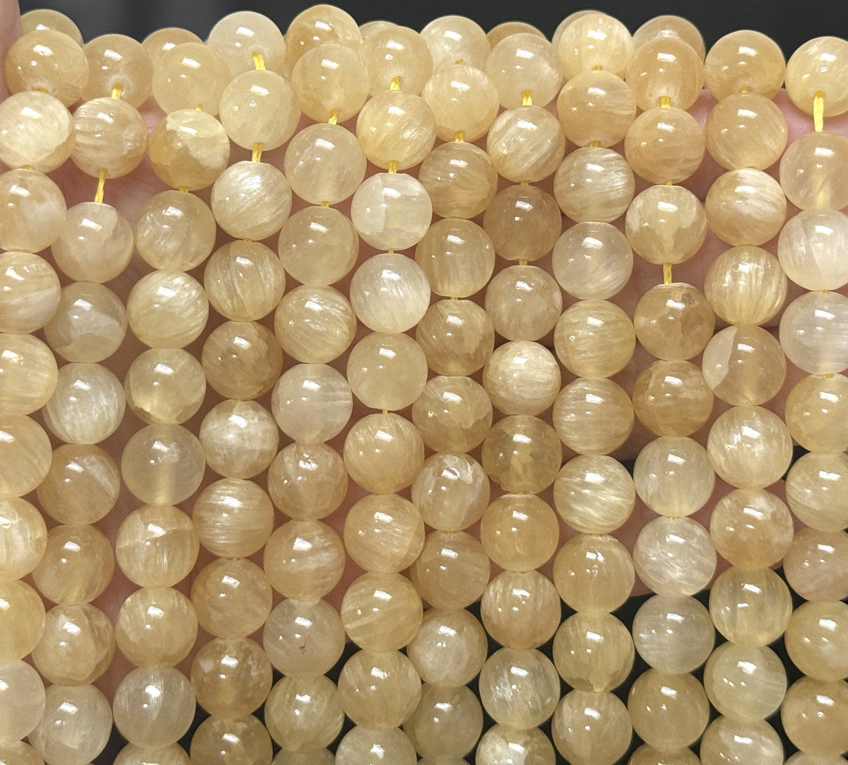 Yellow Selenite 10mm round natural gemstone beads 16" strand - Oz Beads 