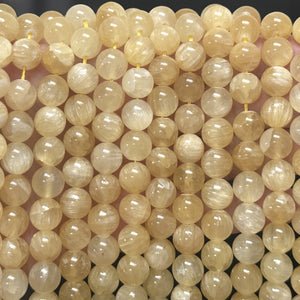 Yellow Selenite 10mm round natural gemstone beads 16" strand - Oz Beads 