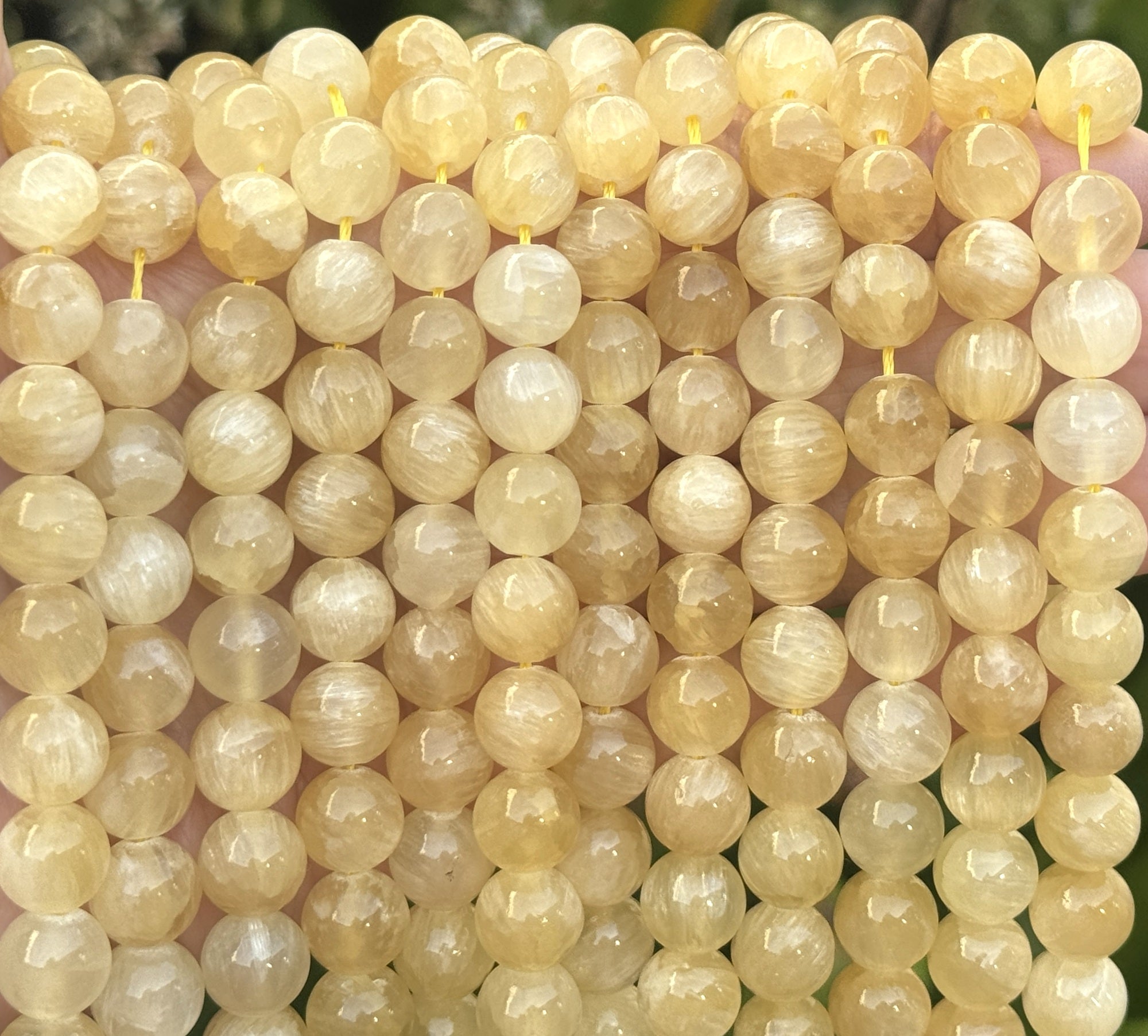 Yellow Selenite 10mm round natural gemstone beads 16" strand - Oz Beads 