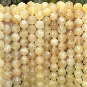 Yellow Selenite 10mm round natural gemstone beads 16" strand - Oz Beads 