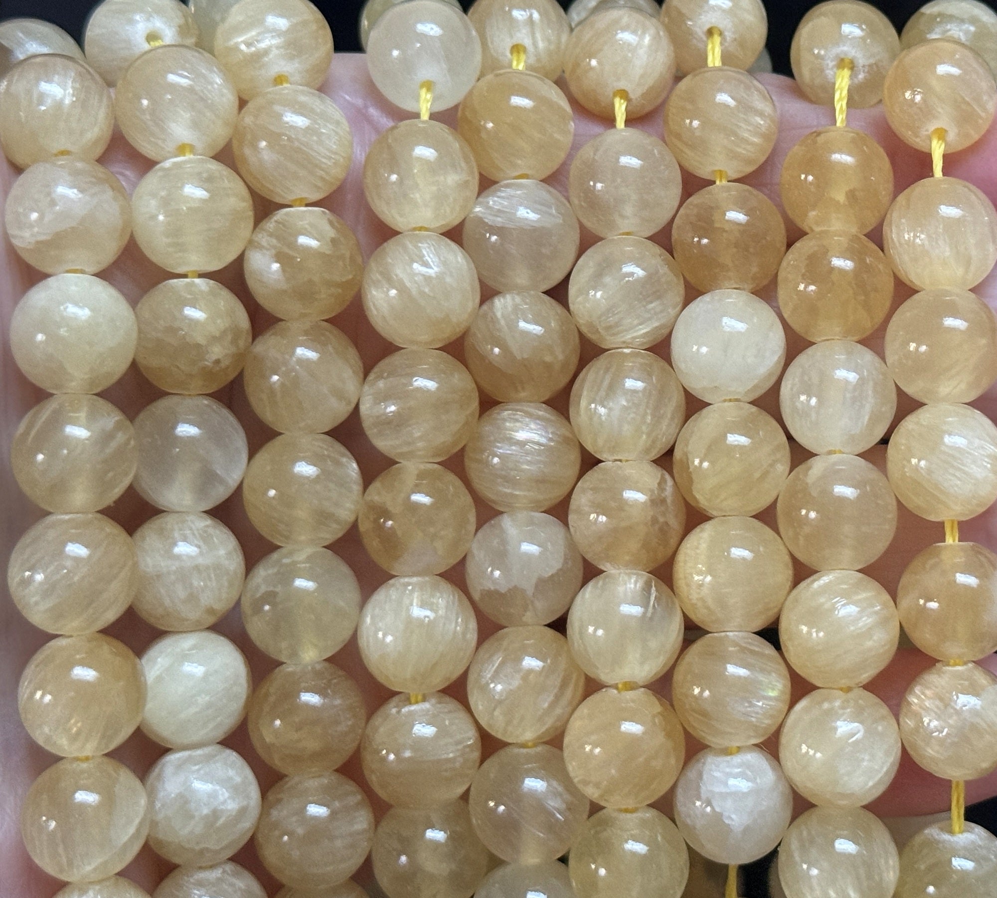 Yellow Selenite 10mm round natural gemstone beads 16" strand - Oz Beads 