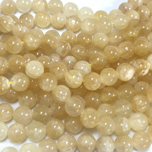 Yellow Selenite 10mm round natural gemstone beads 16" strand - Oz Beads 