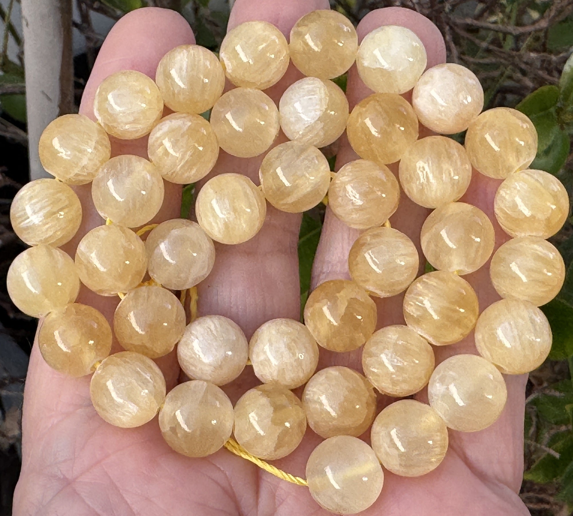 Yellow Selenite 10mm round natural gemstone beads 16" strand - Oz Beads 