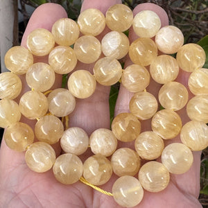 Yellow Selenite 10mm round natural gemstone beads 16" strand - Oz Beads 