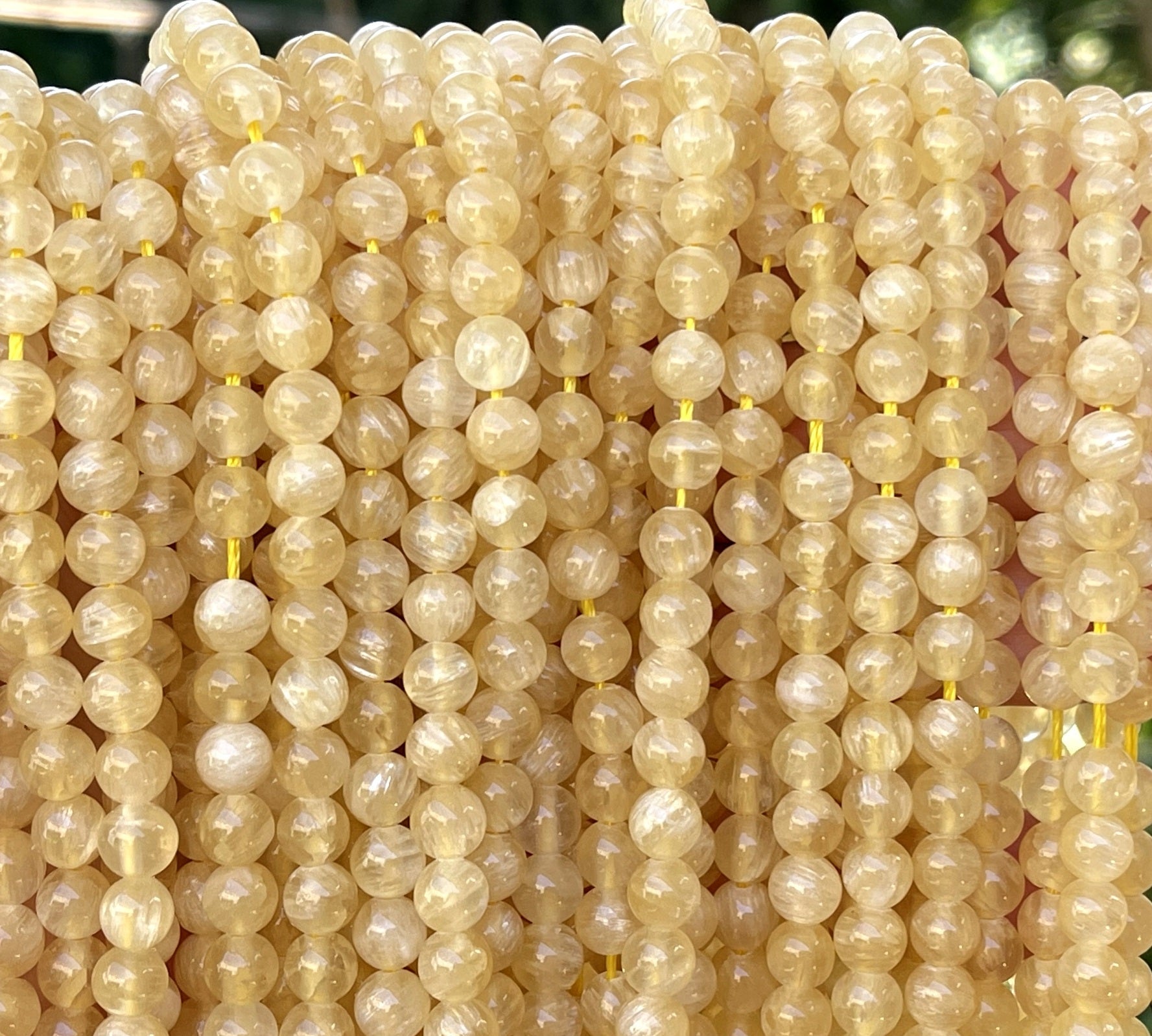 Yellow Selenite 6mm round natural gemstone beads 16" strand - Oz Beads 