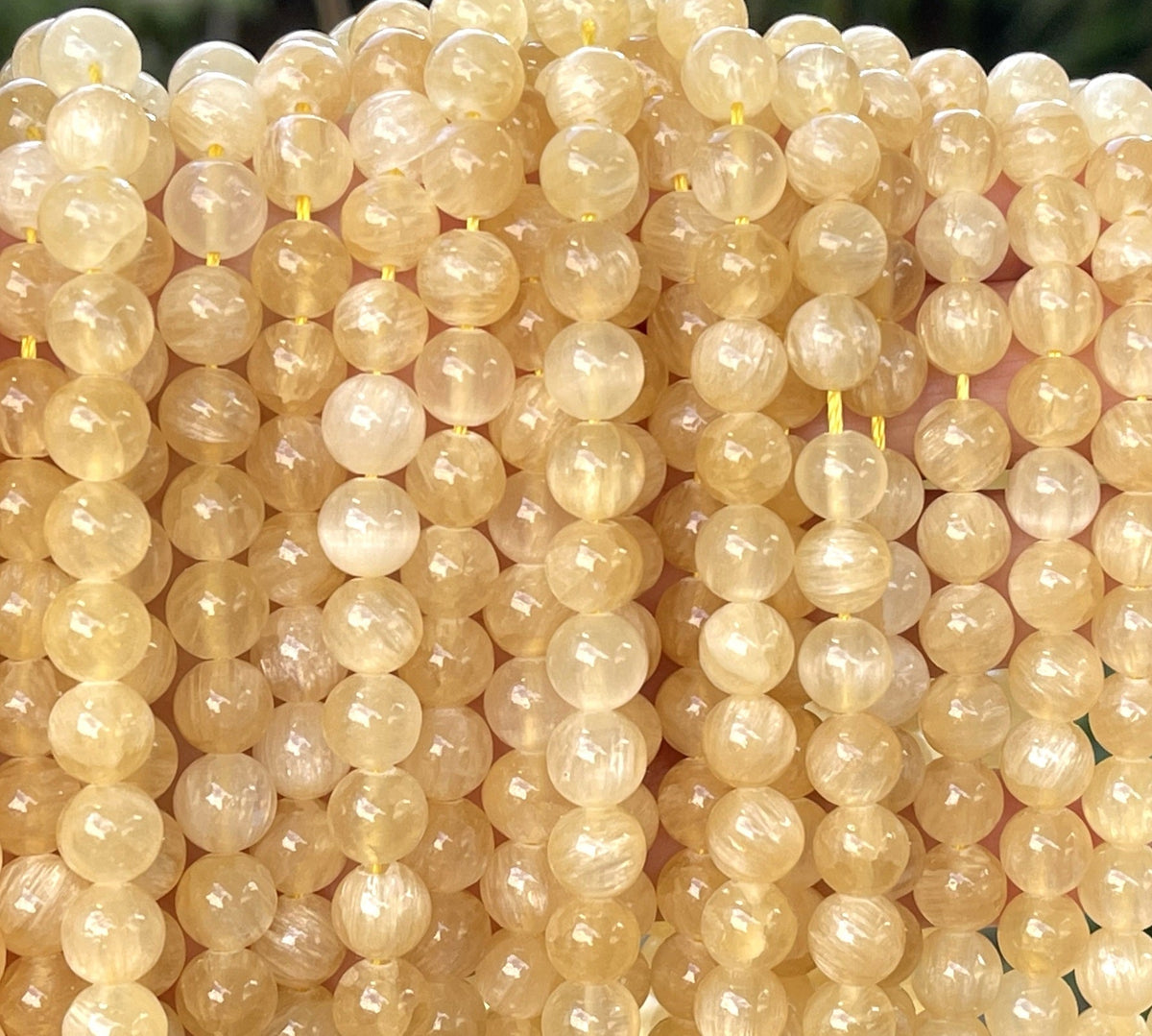 Yellow Selenite 8mm round natural gemstone beads 16" strand - Oz Beads 