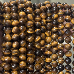 Yellow Tiger Eye 10mm round natural gemstone beads 15" strand - Oz Beads 