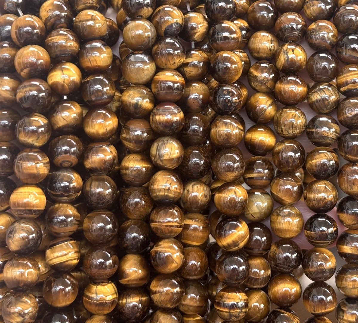 Yellow Tiger Eye 10mm round natural gemstone beads 15" strand - Oz Beads