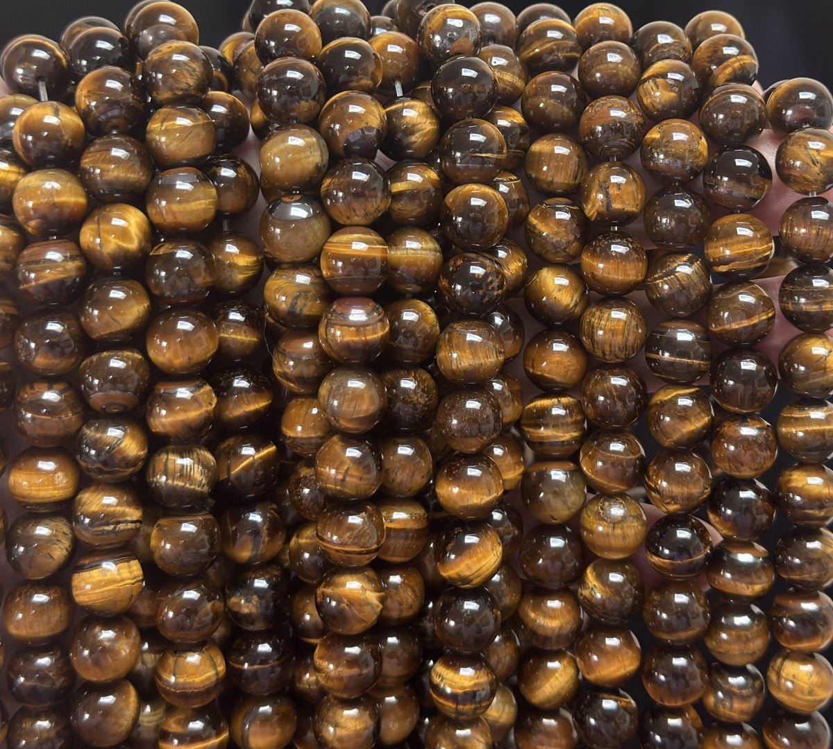 Yellow Tiger Eye 10mm round natural gemstone beads 15" strand - Oz Beads