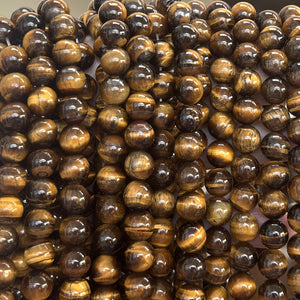 Yellow Tiger Eye 10mm round natural gemstone beads 15" strand - Oz Beads
