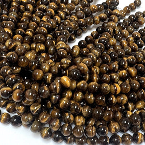 Yellow Tiger Eye 10mm round natural gemstone beads 15" strand - Oz Beads