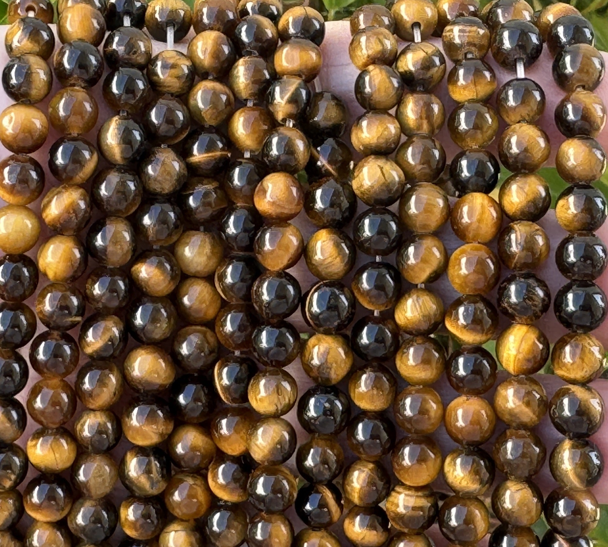 Yellow Tiger Eye 6mm round polished gemstone beads 15" strand - Oz Beads 