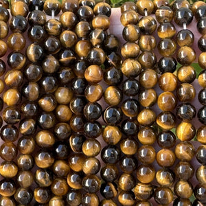 Yellow Tiger Eye 6mm round polished gemstone beads 15" strand - Oz Beads 