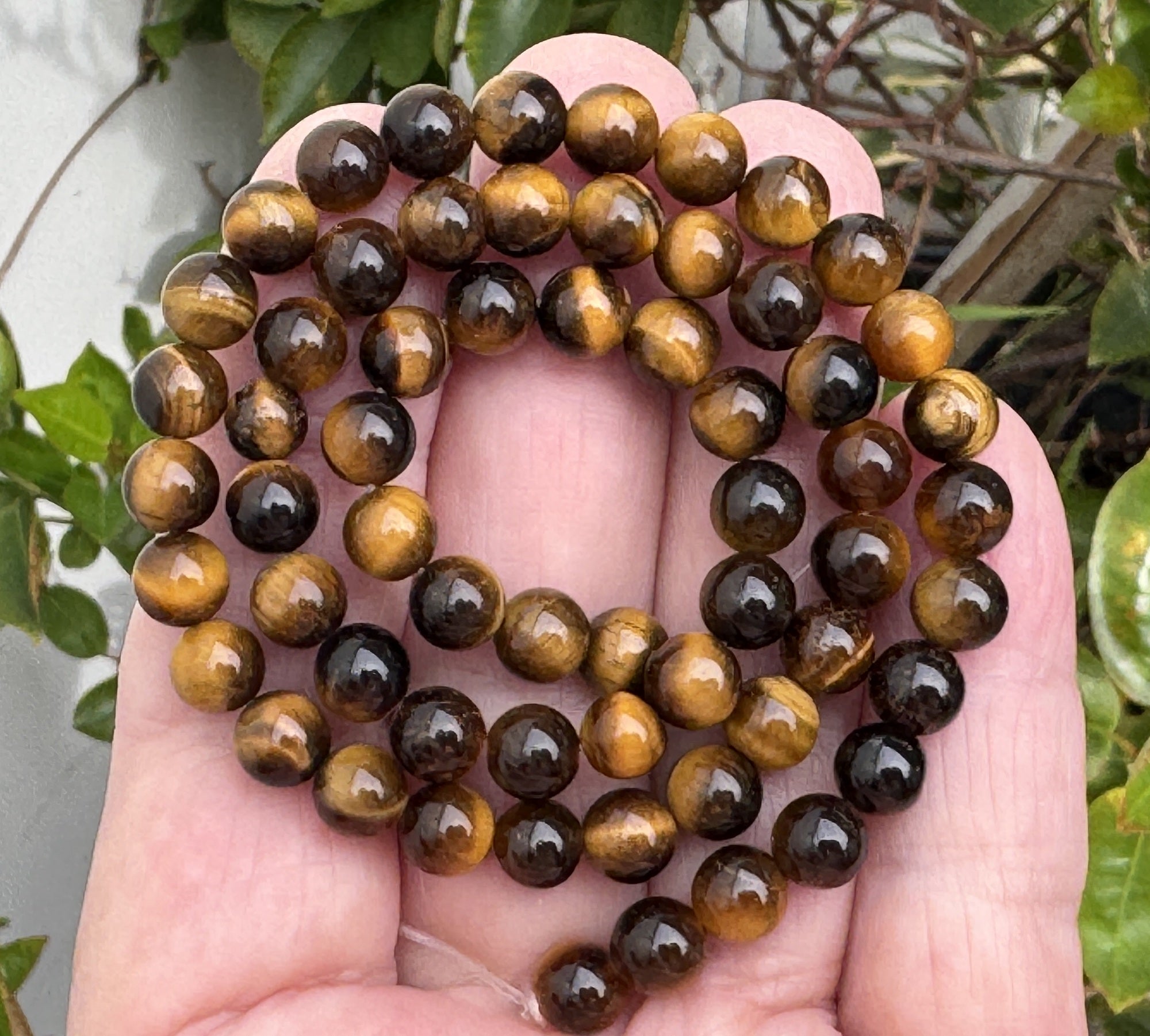 Yellow Tiger Eye 6mm round polished gemstone beads 15" strand - Oz Beads 