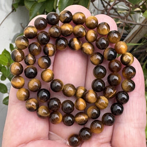 Yellow Tiger Eye 6mm round polished gemstone beads 15" strand - Oz Beads 