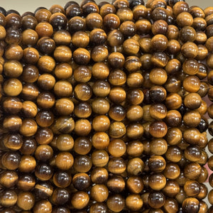 Yellow Tiger Eye 8mm round natural gemstone beads 15" strand - Oz Beads 