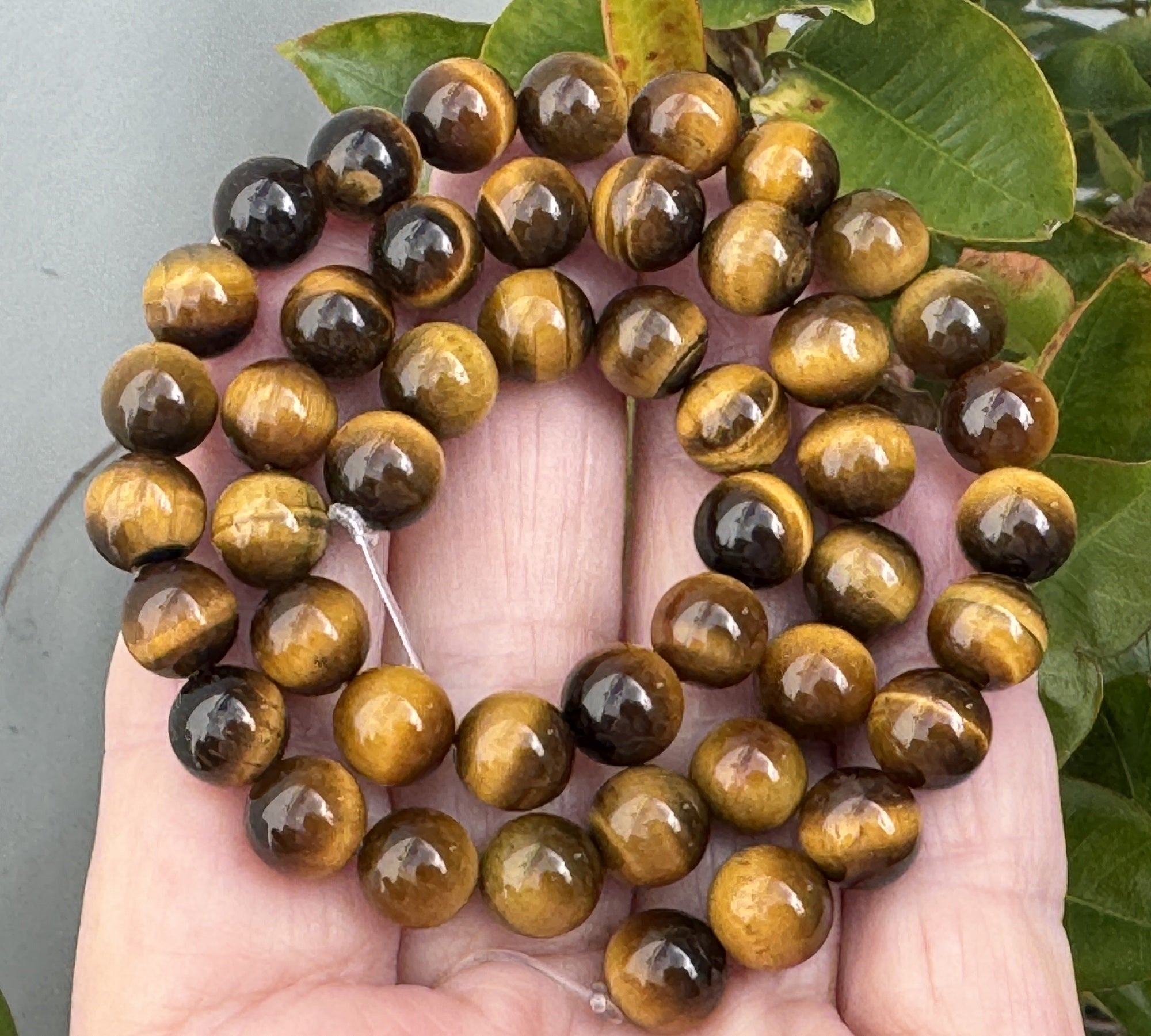 Yellow Tiger Eye 8mm round natural gemstone beads 15" strand - Oz Beads 