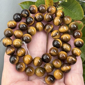 Yellow Tiger Eye 8mm round natural gemstone beads 15" strand - Oz Beads 