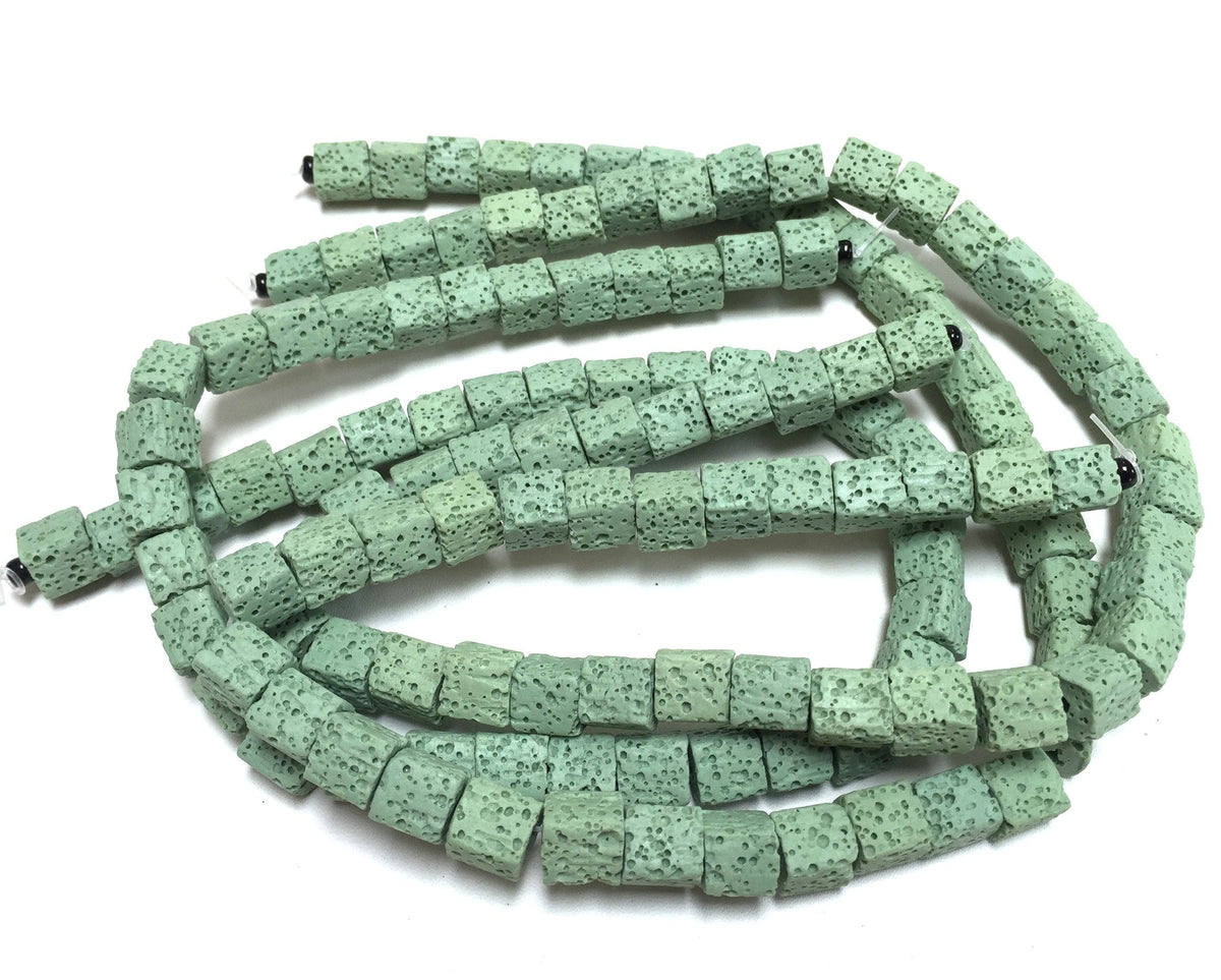 Lava 8mm green cube beads 15.5" strand - Oz Beads 