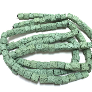 Lava 8mm green cube beads 15.5" strand - Oz Beads 