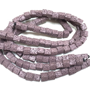 Lava 8mm purple cube beads 15.5" strand - Oz Beads 
