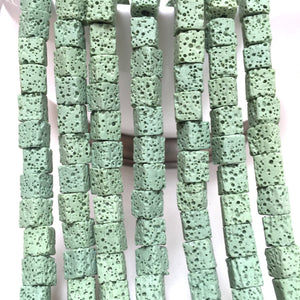Lava 8mm green cube beads 15.5" strand - Oz Beads 