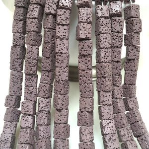 Lava 8mm purple cube beads 15.5" strand - Oz Beads 