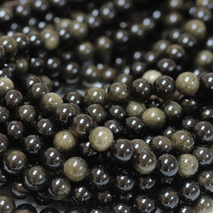Golden Obsidian 8mm round natural gemstone beads 15.5" strand - Oz Beads 