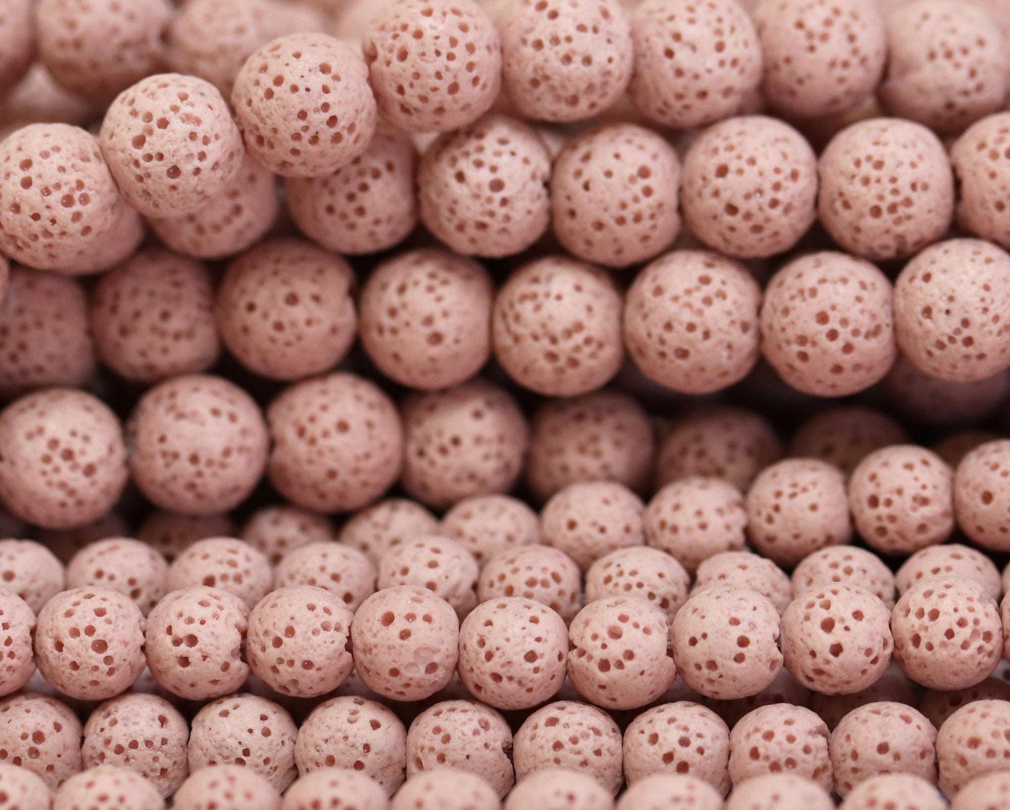 Pink Lava 6mm 8mm round natural volcanic lava diffuser beads 15.5" strand - Oz Beads 