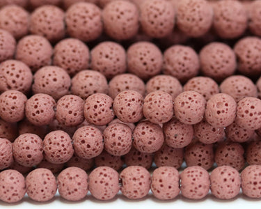 Rose Pink Lava 6mm 8mm round natural volcanic lava diffuser beads 15.5" strand - Oz Beads 