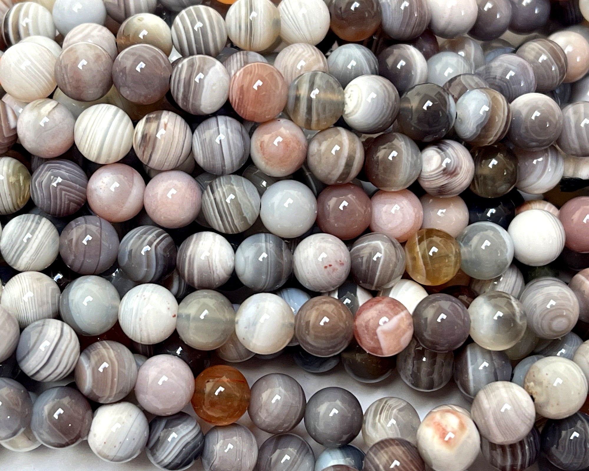 Pink Botswana Agate 8mm round natural gemstone beads 15.5" strand