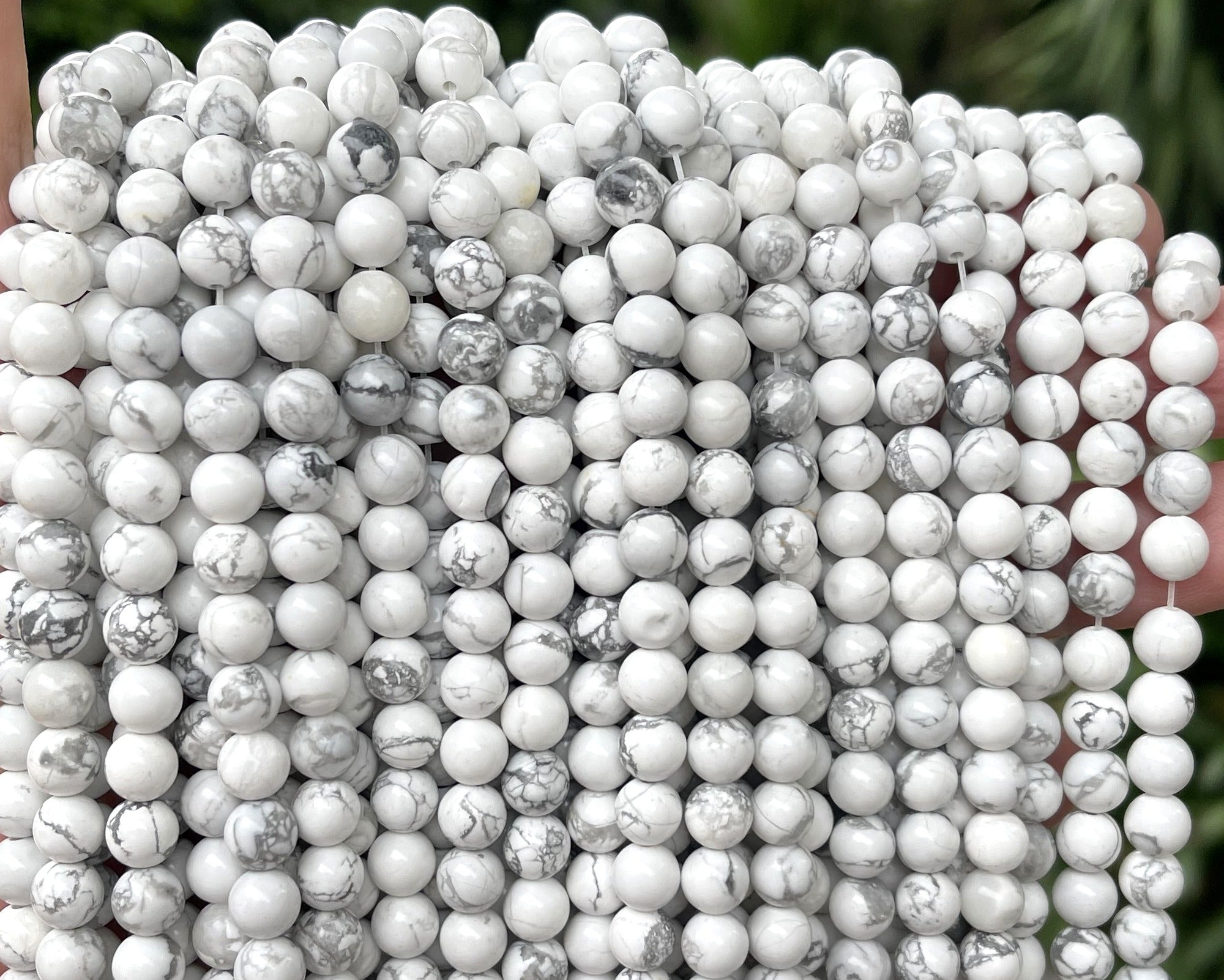 White Howlite polished 6mm round natural gemstone beads 15" strand - Oz Beads 